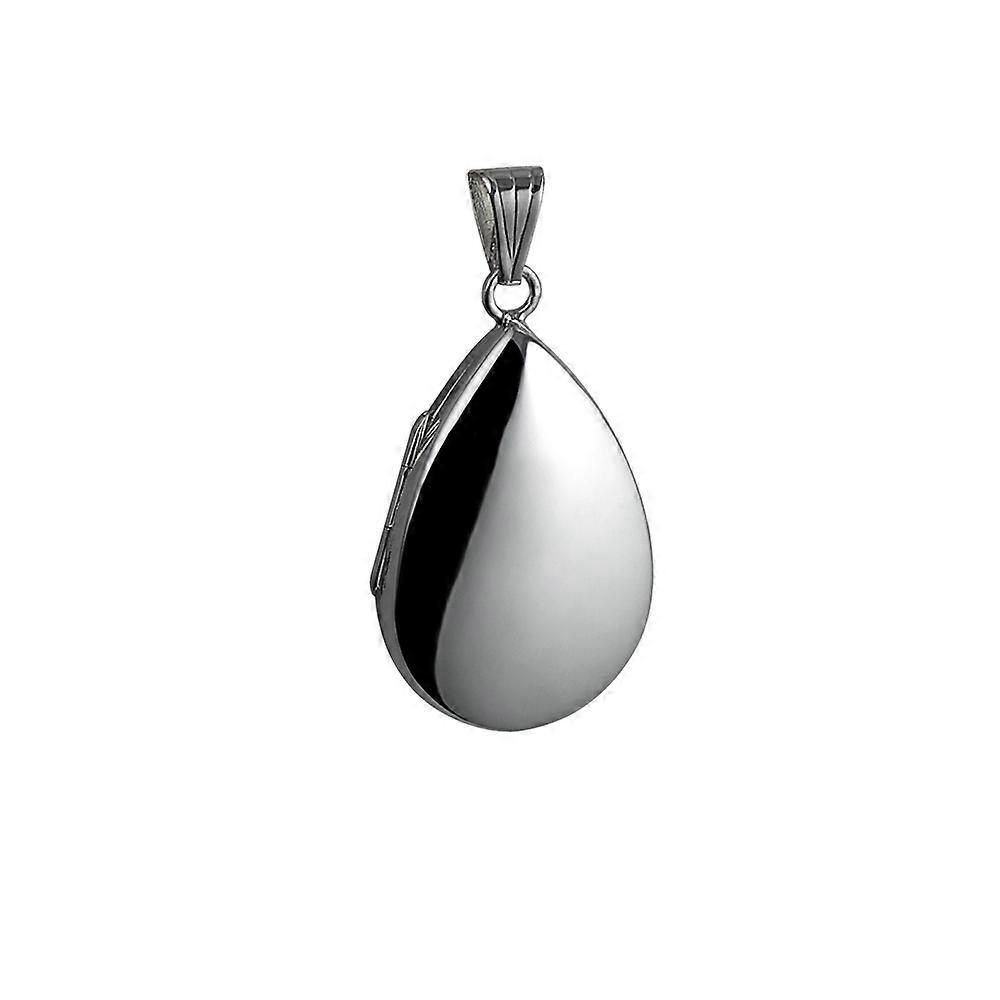 Silver 30x20mm plain teardrop Locket