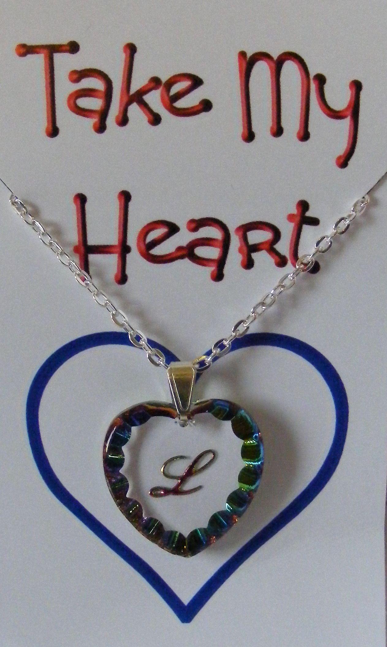 Heliotrope Initial Heart Crystal Pendant Necklace - L