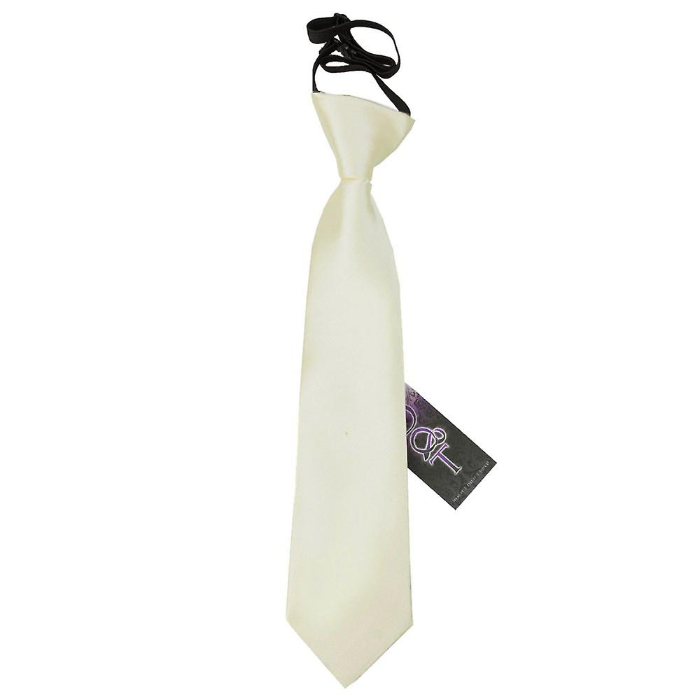 Ivory Plain Satin Elasticated Tie For Boys