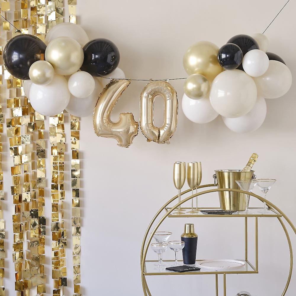 Giant 40th Birthday Foil Balloon Bunting | Gold Age 40 Backdrop Decoration