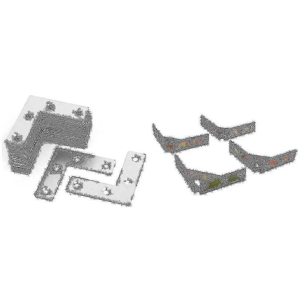 30 Pcs 50 X 50 X 1mm L Shaped Flat Fixing Mending Repair Plates Brackets & 4 Pcs Three-sided Fixed