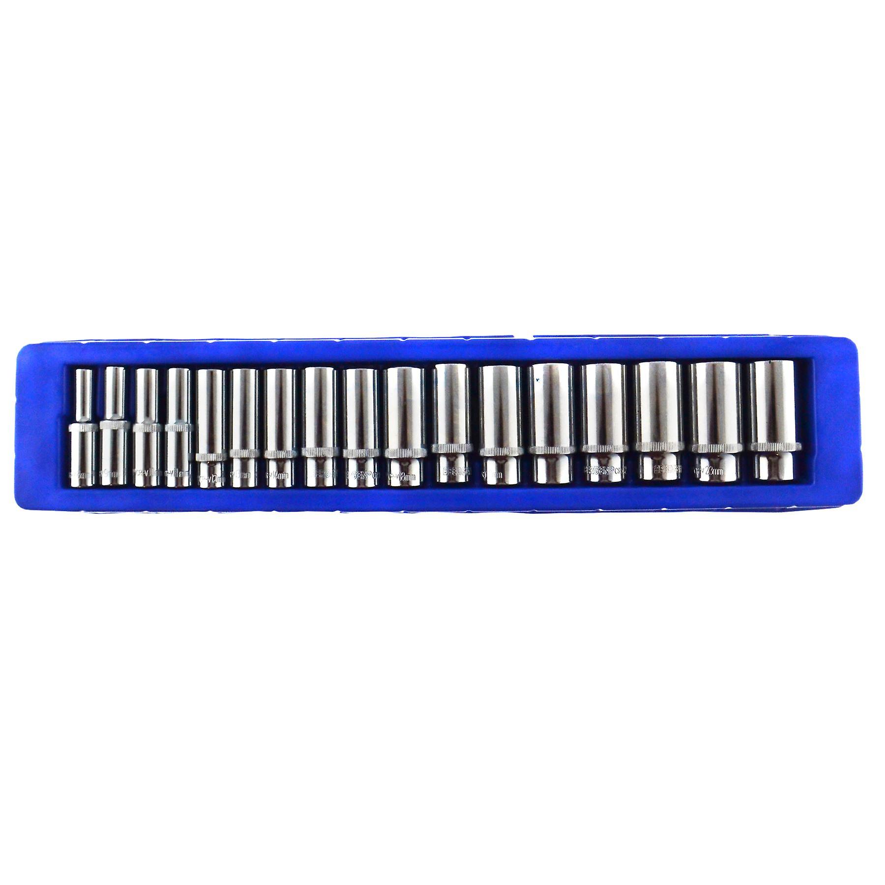 3/8" Drive Deep Metric Sockets 8mm - 24mm 6 Sided Single Hex Sockets 17pc