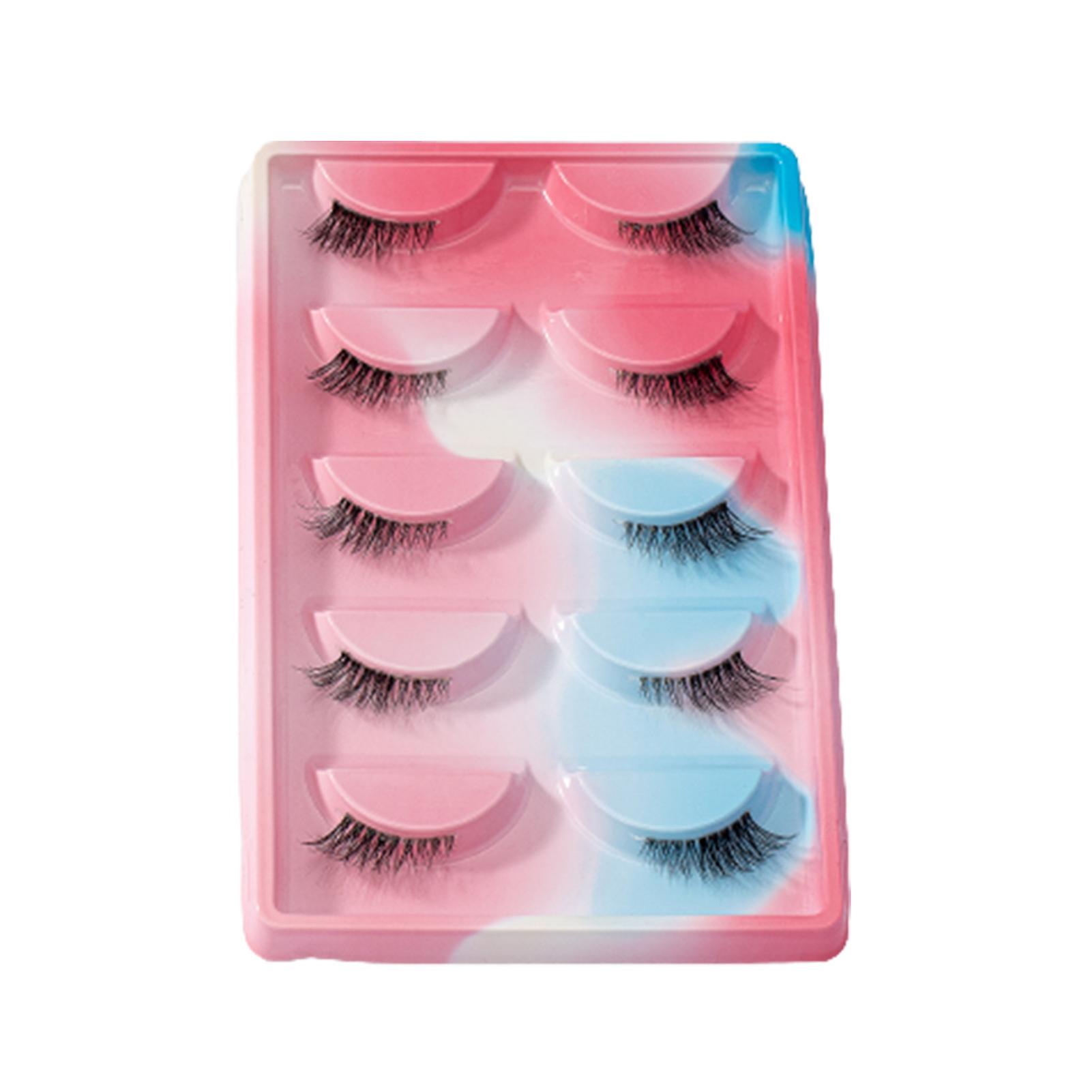 False Eyelashes Half Lashes Long Dramatic Thick Soft Light Lashes 5 Pairs Pack With Colorful Box