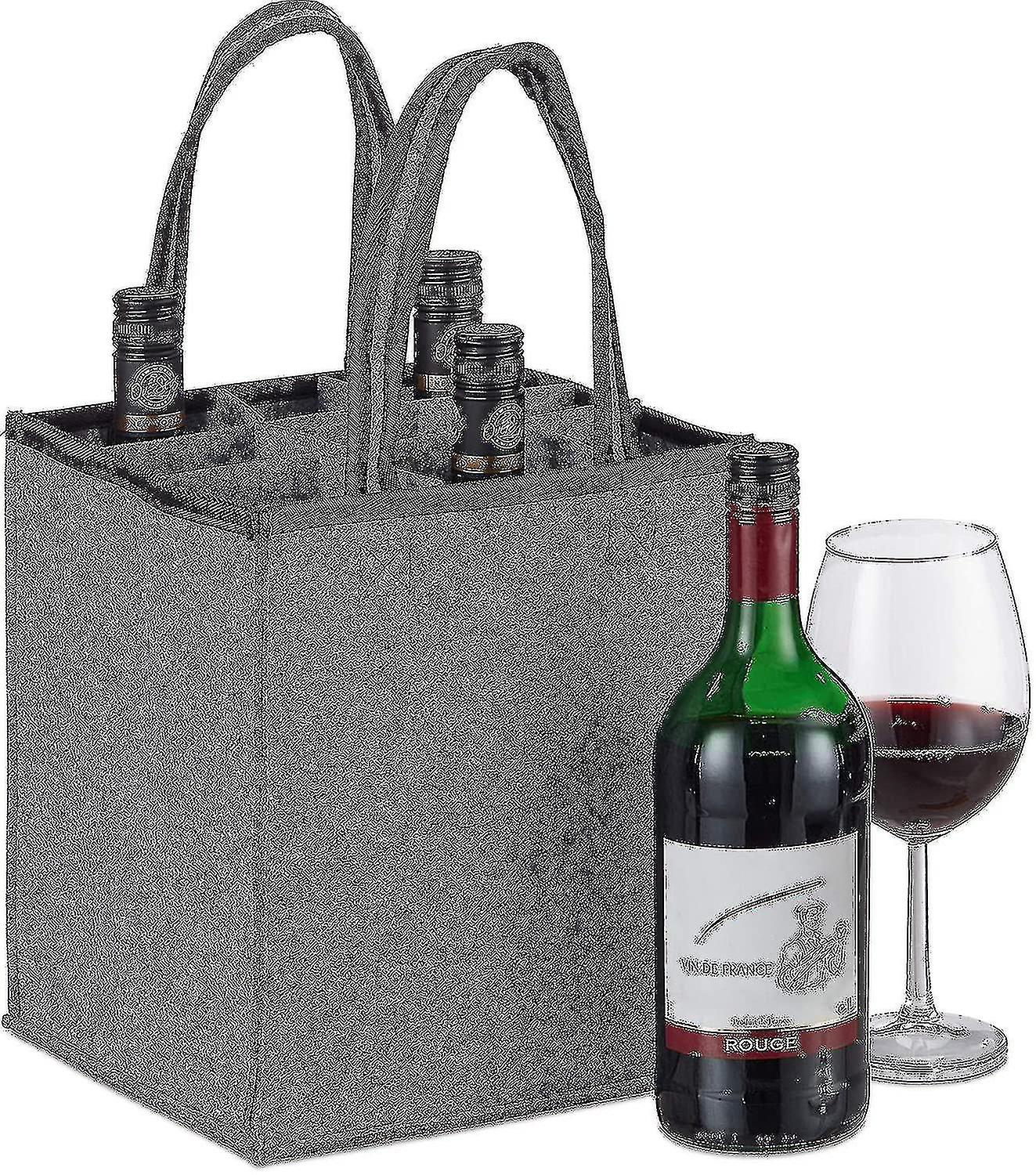Flaskpåse 9 flaskor för vin, öl, (45x24x24 cm, grå)