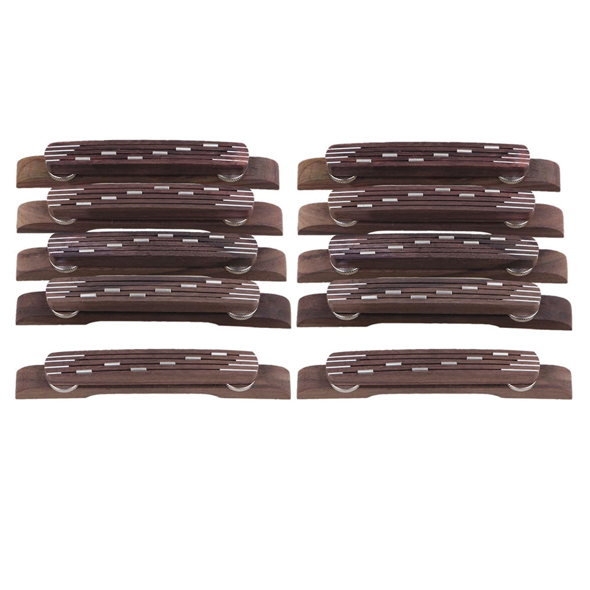 10Pieces Rosewood Bridge Replacement 6String Chrome Accessories for Jazz Guitar