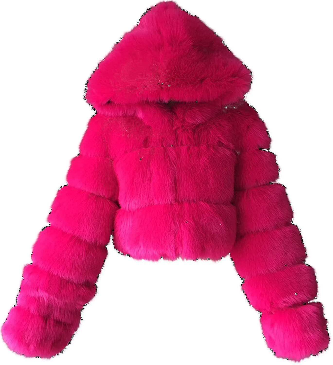 Women's hooded short bubble plush jacket Fruugo UK