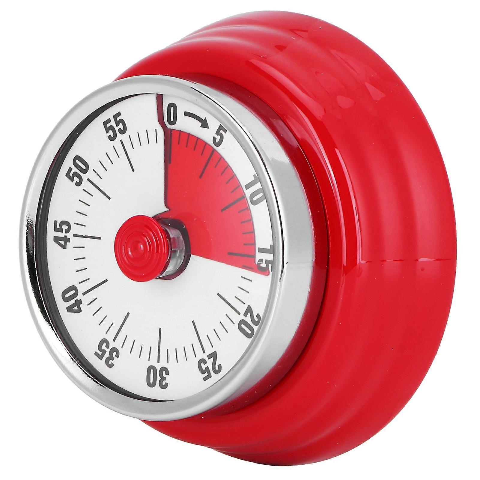 Magnetic Kitchen Timer - Manual Mechanical Alarm for Cooking, Baking, and More - Countdown Reminder for Time Management(Red)