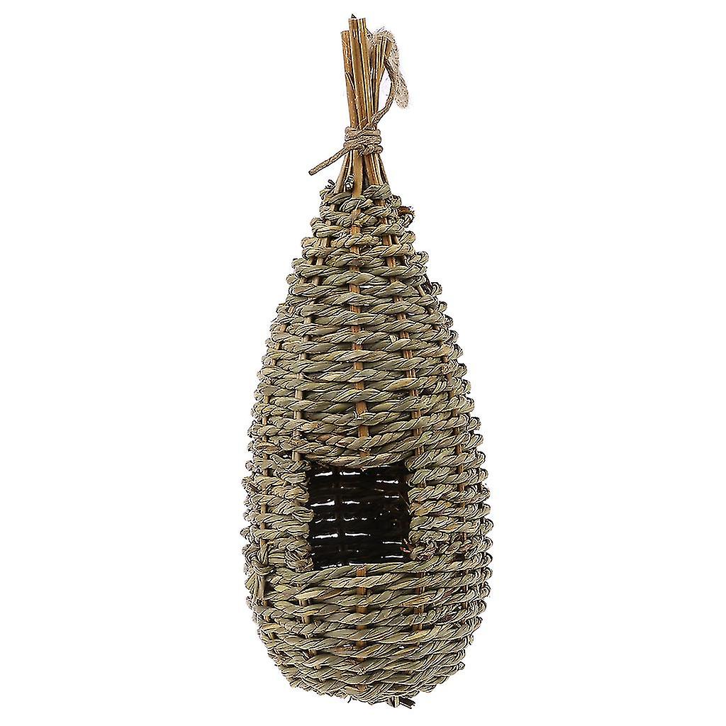 Bird Grass Hut Hanging Natural Fiber Wren Hide-away Pointed Top Parrot Nest