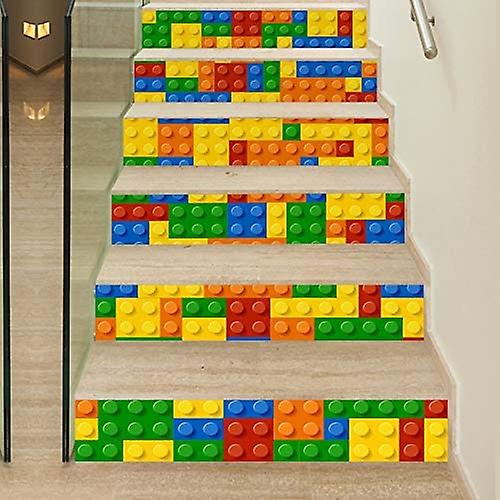 3D DIY Stairway Floor Stickers 6 Pieces(Blocks Pattern)