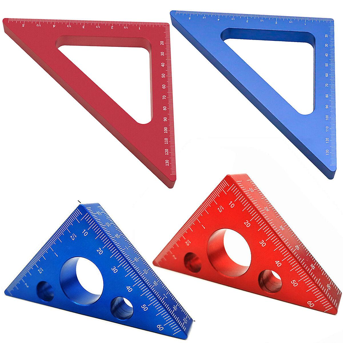 45 Degree Aluminum Alloy Angle Ruler - Imperial & Metric Triangle For Carpenter Woodworking Square Measuring Tool
