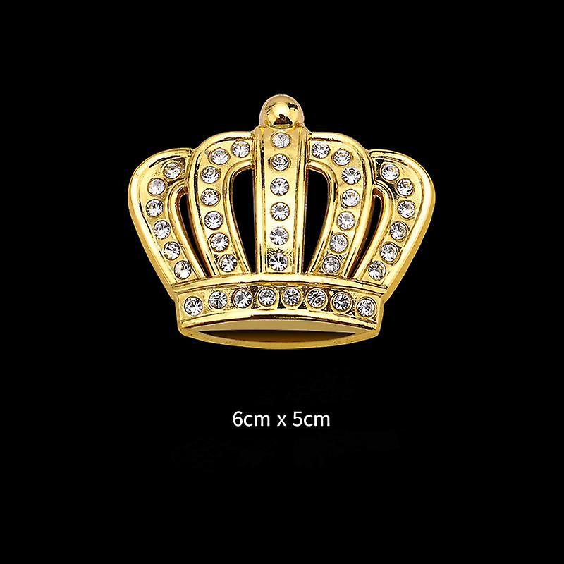 3D Shiny Diamond Metal Crown Car Crown Badge Decal - Large Crown Shape Gold (Pack of 4)