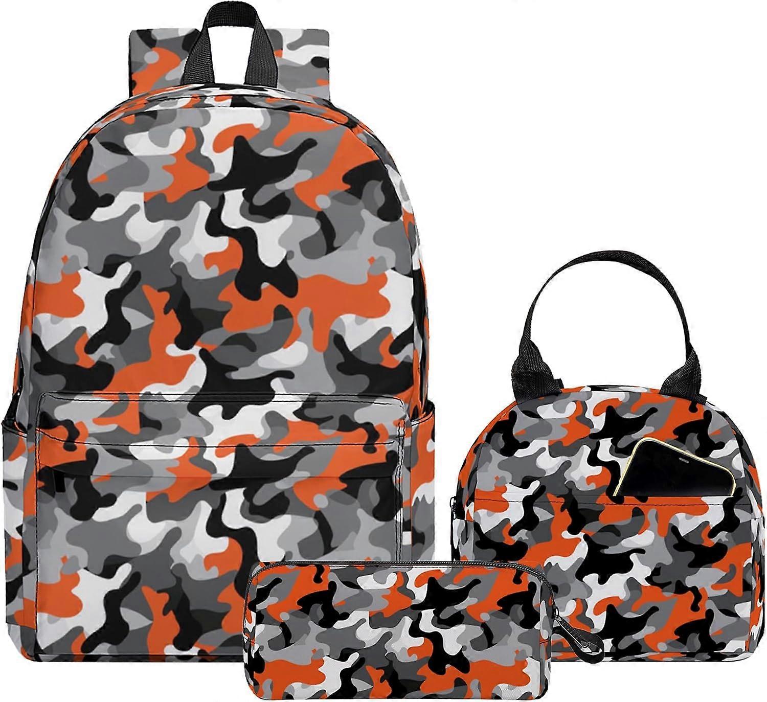 3 قطع حقيبة ظهر مدرسية للأولاد والبنات ، حقيبة ظهر للأطفال للمراهقين طلاب المدارس المتوسطة الابتدائية ، حقائب مدرسية كبيرة مقاس 17 بوصة مع صندوق غداء