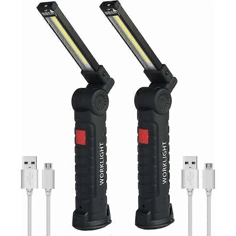 2 x Cob Work Light Rechargeable Led Handheld Lamp Cob Workshop Lamp Torch Flashlight Led Handheld Work Light with Magnetic Base Inspection Lamp for Hi