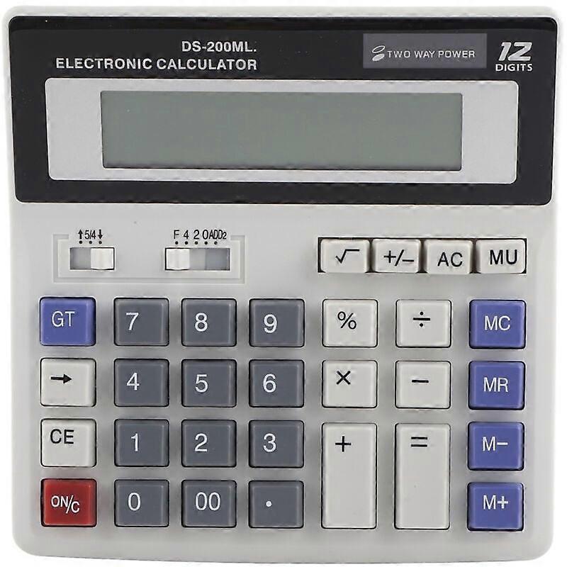 Solar Powered Calculator LCD Display Basic Office Standard Function Calculator 12 Digits