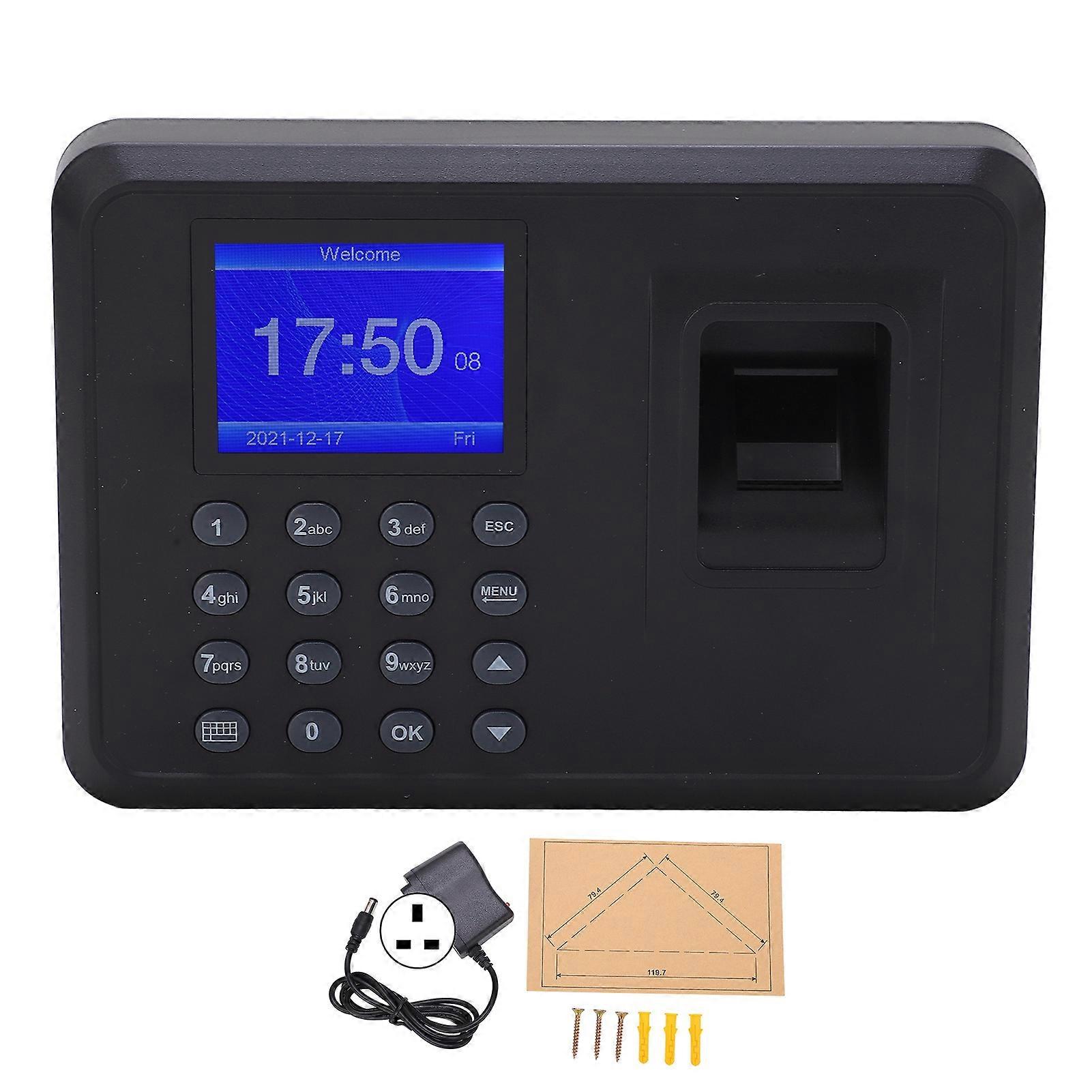 Fingerprint Attendance Machine 2.4in Screen Fast Identification Dc5v/1a Password Time Recorder For Company Ac100240vuk Plug English