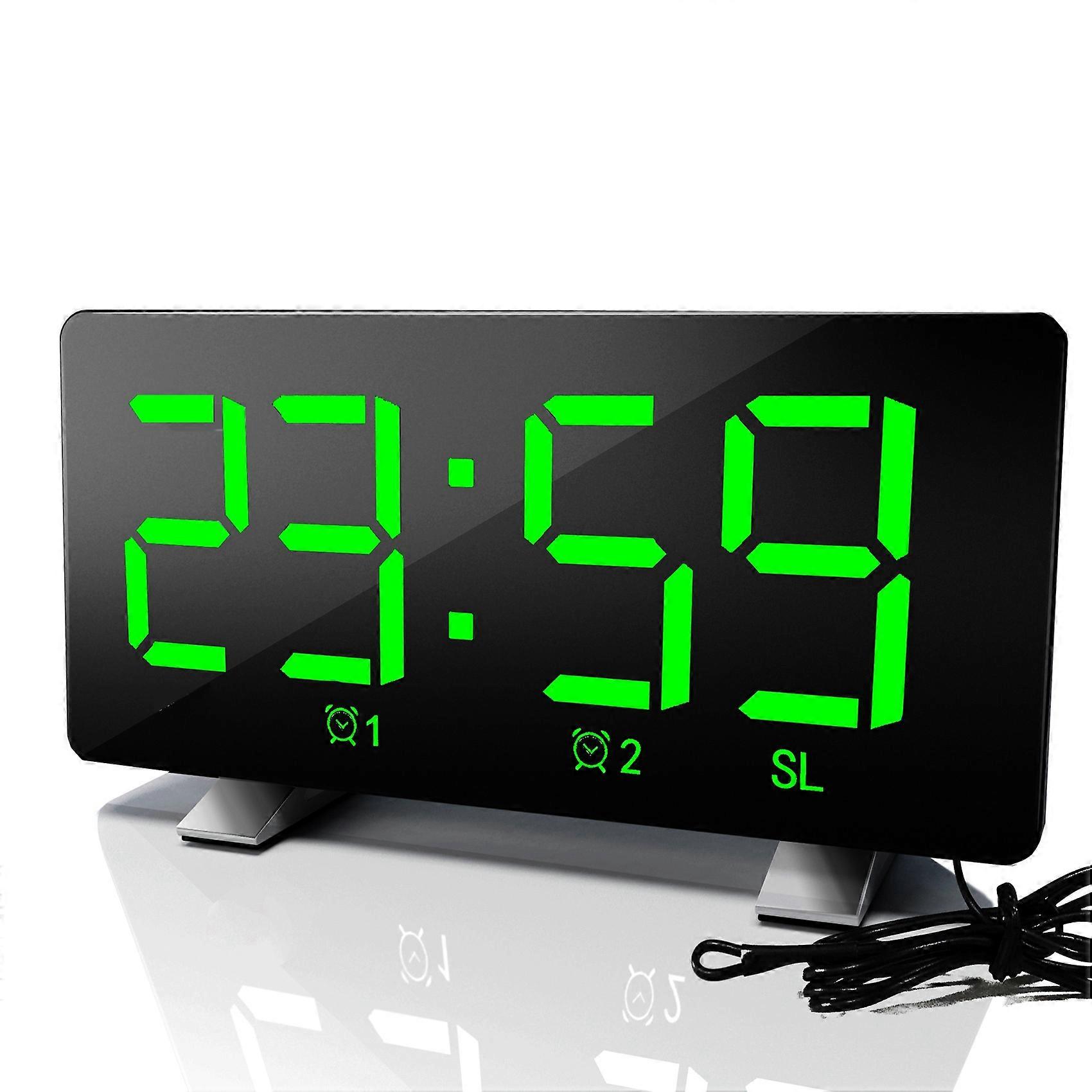 Digital Alarm Clock, Radio Clock Dual Alarm with Charging Port,Adjustable Snooze Time Light Sensor Bedside Alarm Clock D