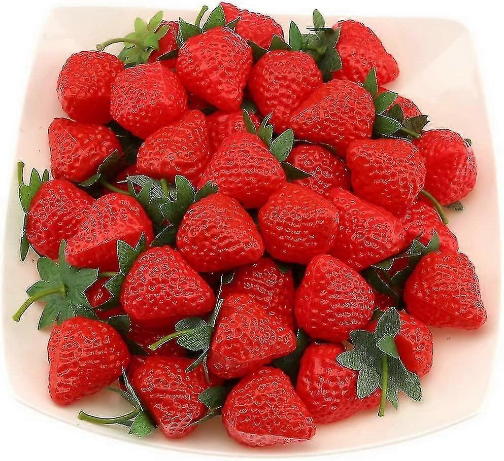 Artificial Red Strawberry - Fake Plastic Fruit Decoration (30 Pcs)