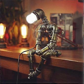 Kaj Hejmo Wasserpfeife Tischlampe Roboter-Stil,Retro Industrial Steampunk Rustikale Tischleuchte,Vintage Bauernhaus Schreibtischlampe Für Schlafzimmer, Nachttisch, Baror Oder Geschäft (Rust-Stil C