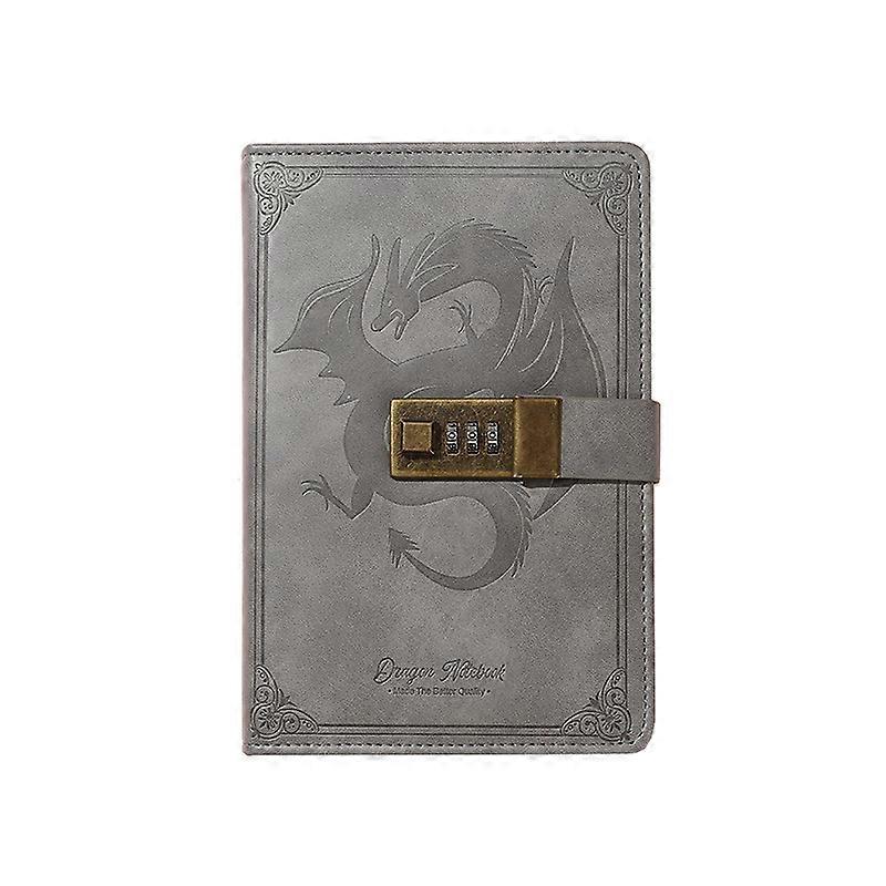 Dragon Leather Journal Notebook, Diary with Combination Lock, Lined/Blank Paper Notebook, B6 Writing