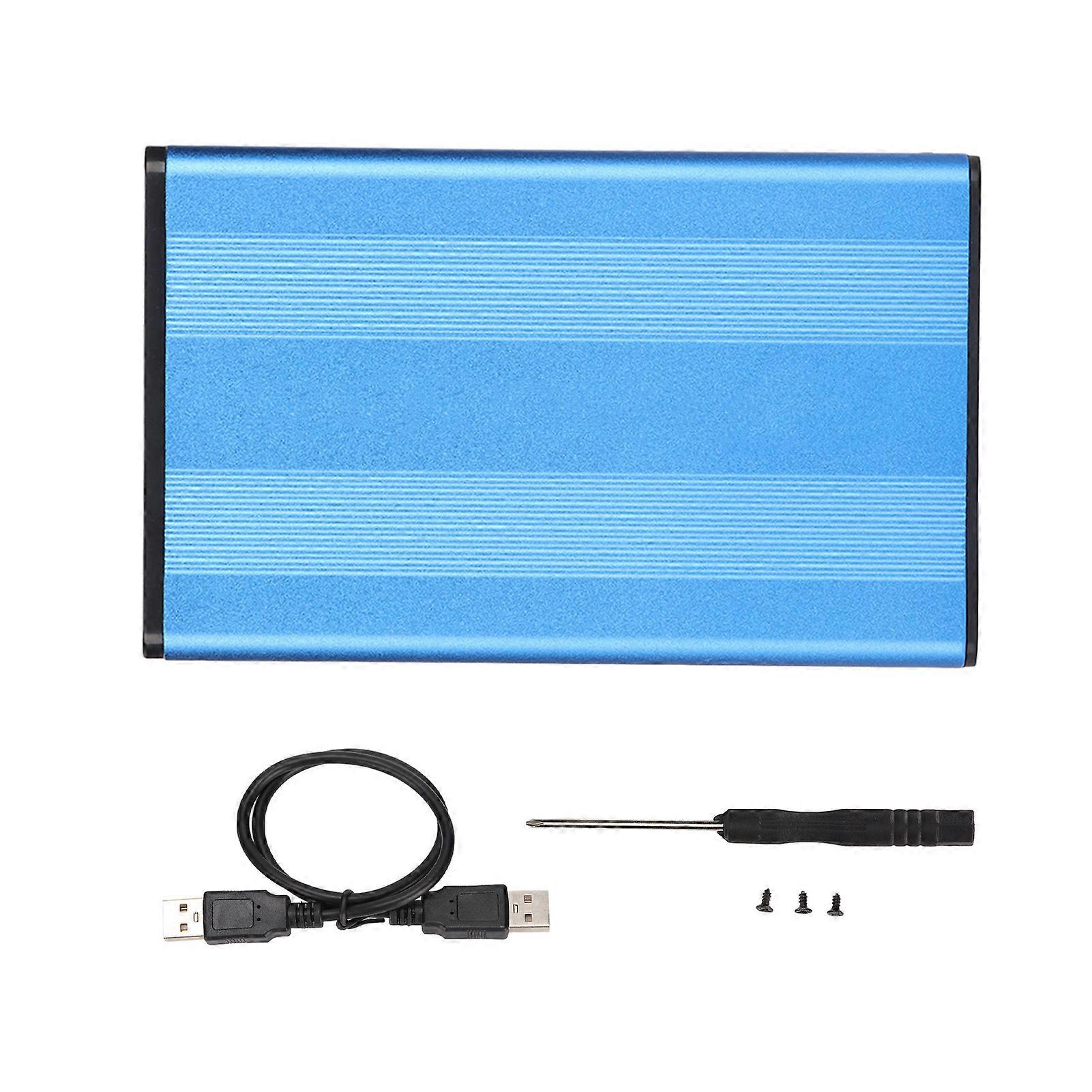 Hard Drive Enclosure 2.5in USB2.0 480Mbps Easy Installation Highly Durable Aluminum Alloy Plug and Play HDD EnclosureBlue