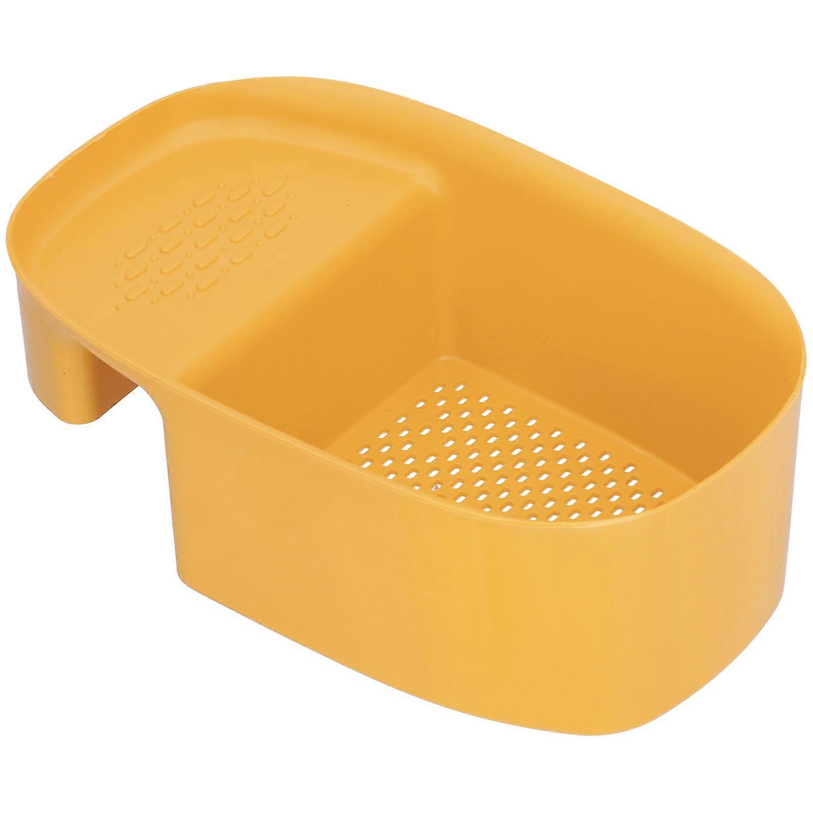 Sink Drain Rack Multifunctional Fruit Vegetable Drainer Leftovers Filter for Kitchen UseYellow