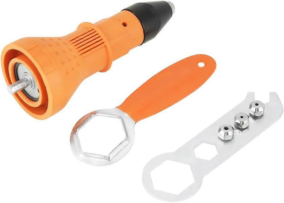 Electric Rivet Gun Drill Adapter Kit Riveting Tool Insert Nut Hand Power Tool Accessories (Orange)