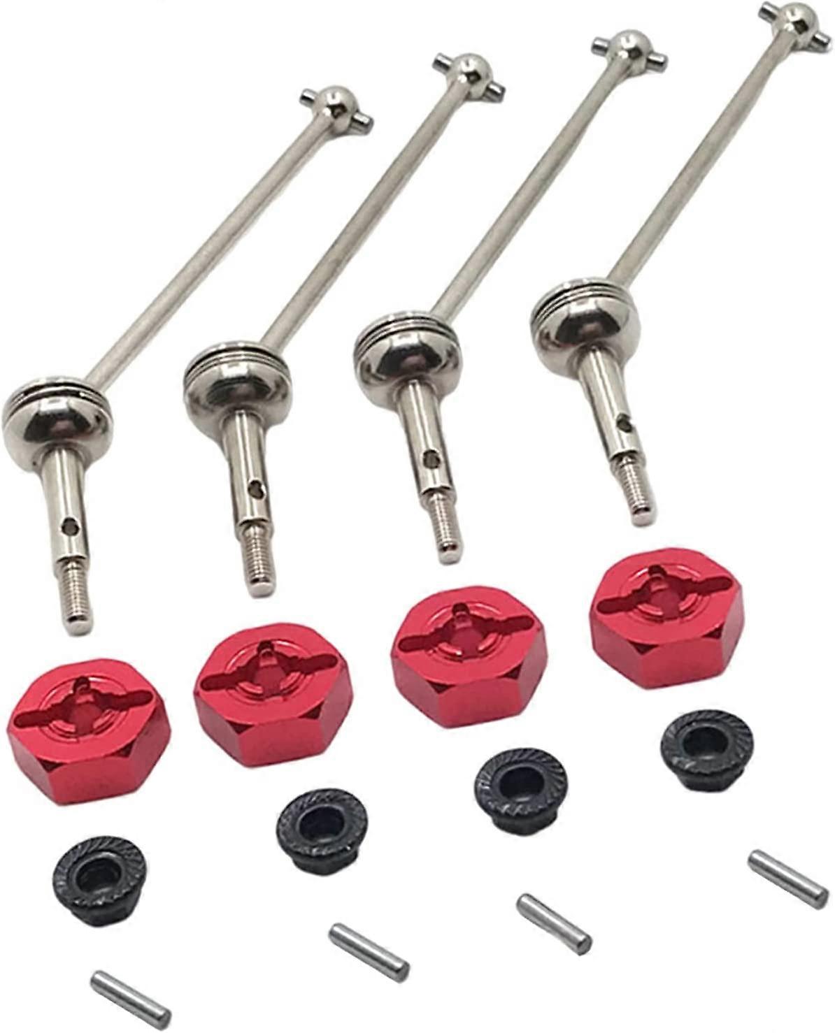4stk 88mm metall foran og bak universell CVD drivaksel bil hobby modell reservedeler - rød