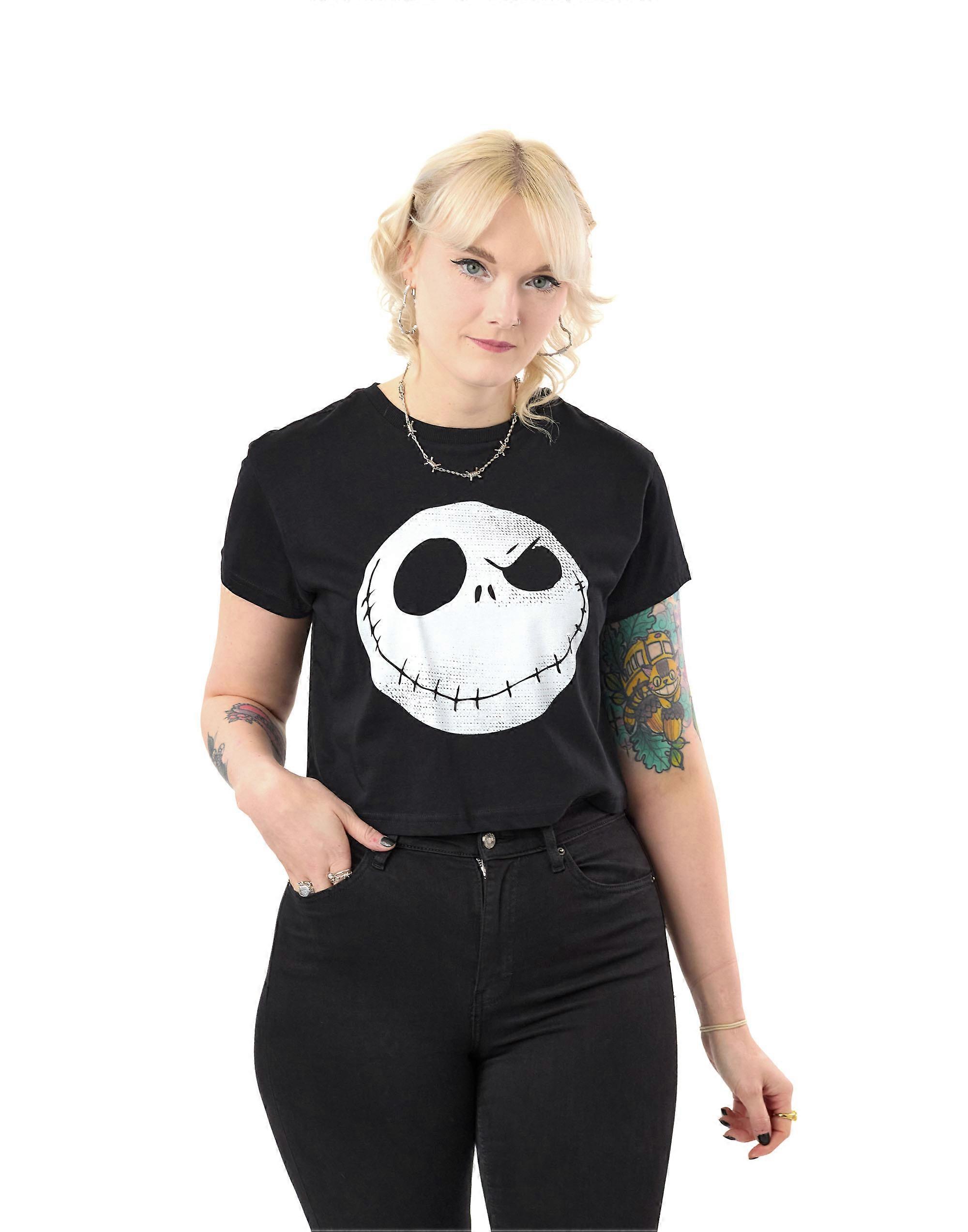 Disney x The Nightmare Before Christmas 女士短款短袖T恤 Black Jack 短款上衣