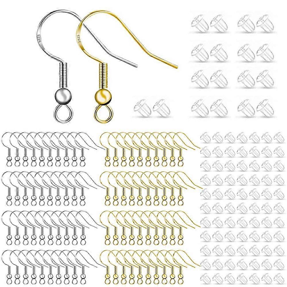 200pcs Hypoallergenic Earring Hook Kit Mix-color Ear Wires Fish Hooks Open Jump Rings Earplugs For Earring Making Repair