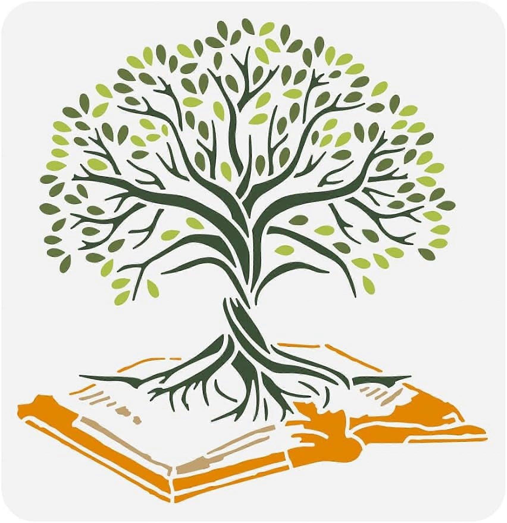 1Pc Tree of Life Stencil for Painting Large Tree Branches Leaves Painting Stencil Hollowed Tree Root Book Drawing Template