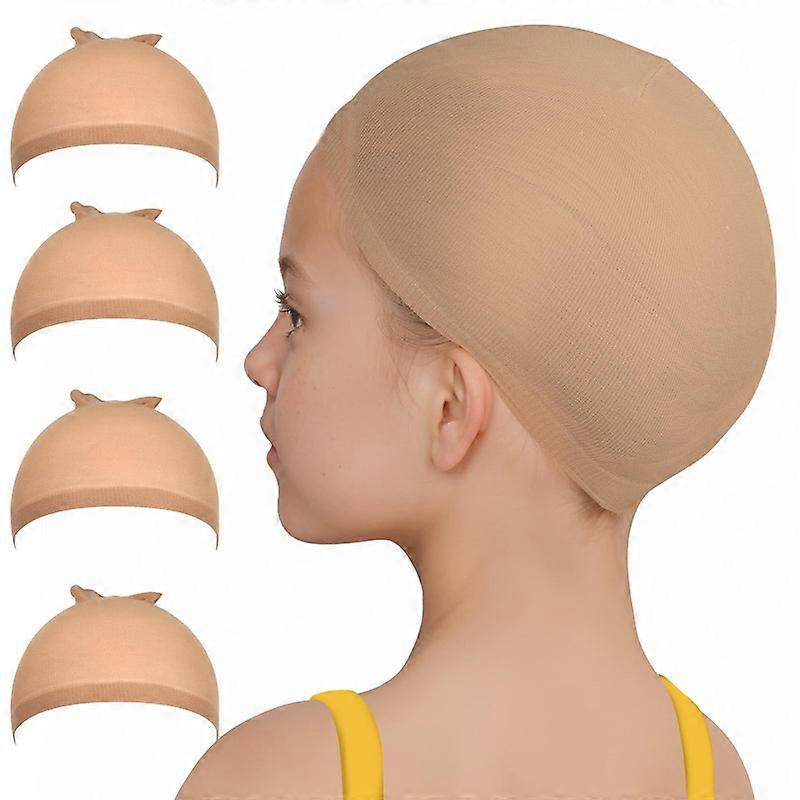 Wig Cap, 4PCS Wig Cap for Kids Light Brown, Nylon Wig Caps for Kids