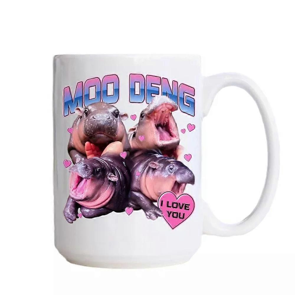 Moo Deng süße Baby Nilpferd Kaffeetasse, ich liebe dich Moo Deng Tasse