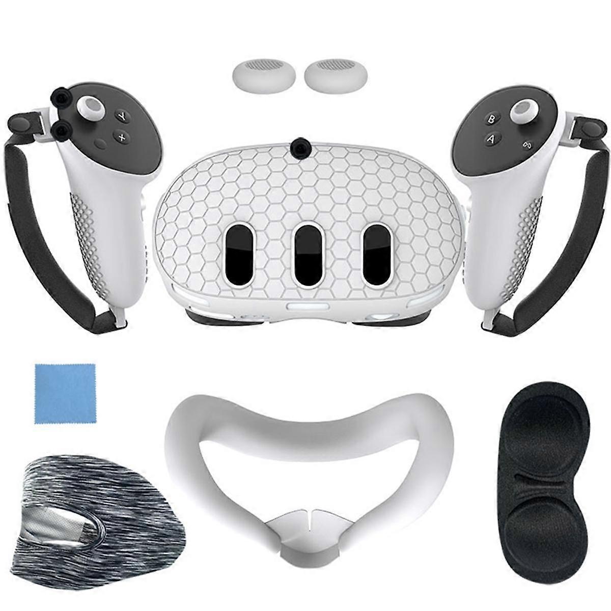 Protective Lens Cover for Quest 3 Replacement Leak-Proof Nose Pads VR Accessories 7-Piece Silicone
