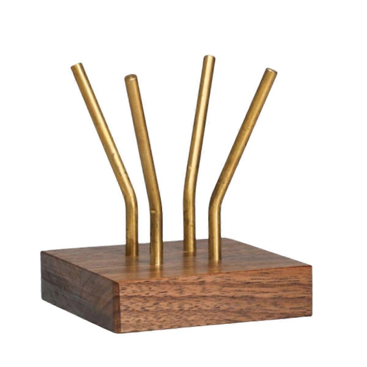 Coffee Filtering Paper Holder Filter Shelf Copper Brass Filter Paper Storage Holder Wooden Base Cof