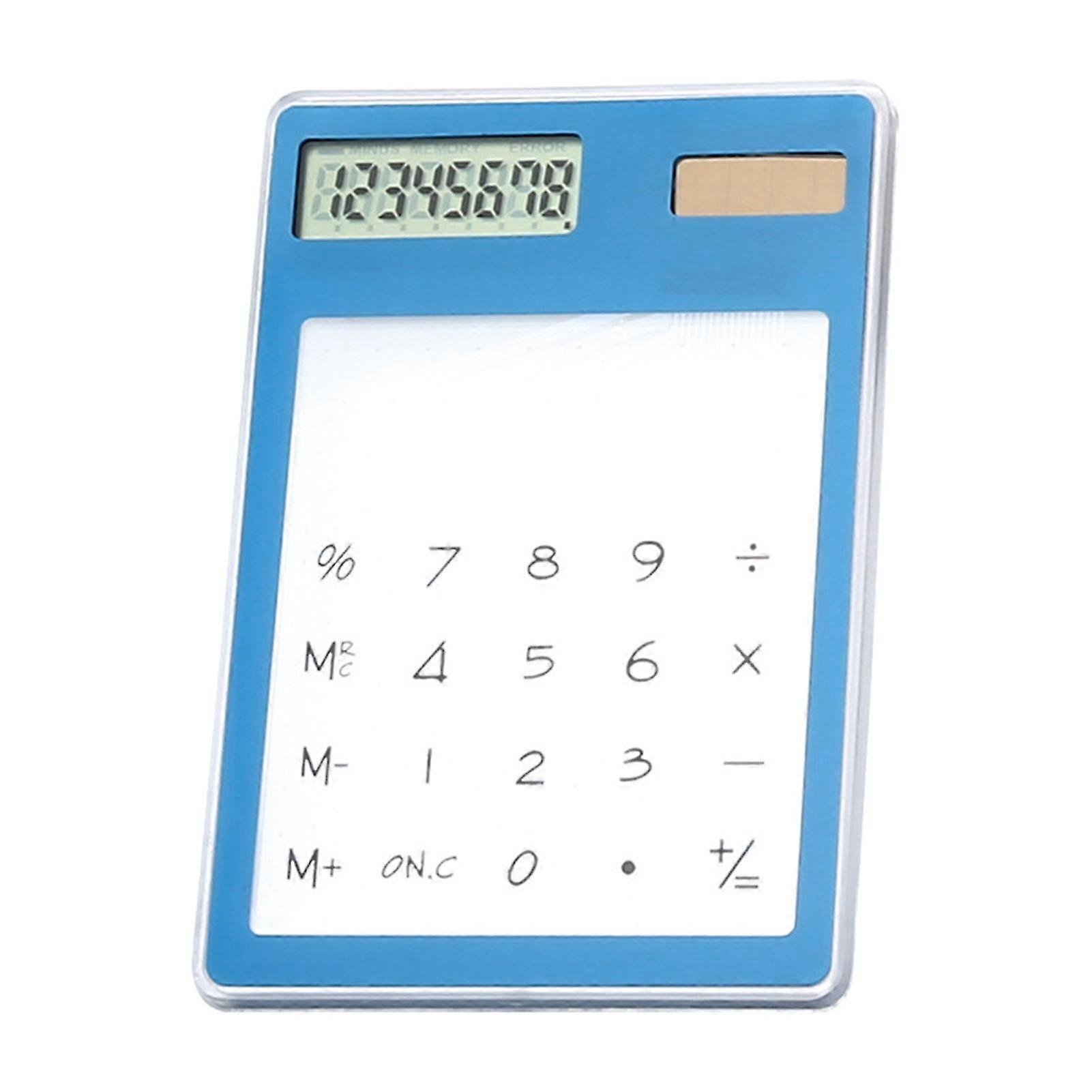 Transparent Calculator 8-Digit Display Calculator Solar Power Supply Calculator for Home School Office