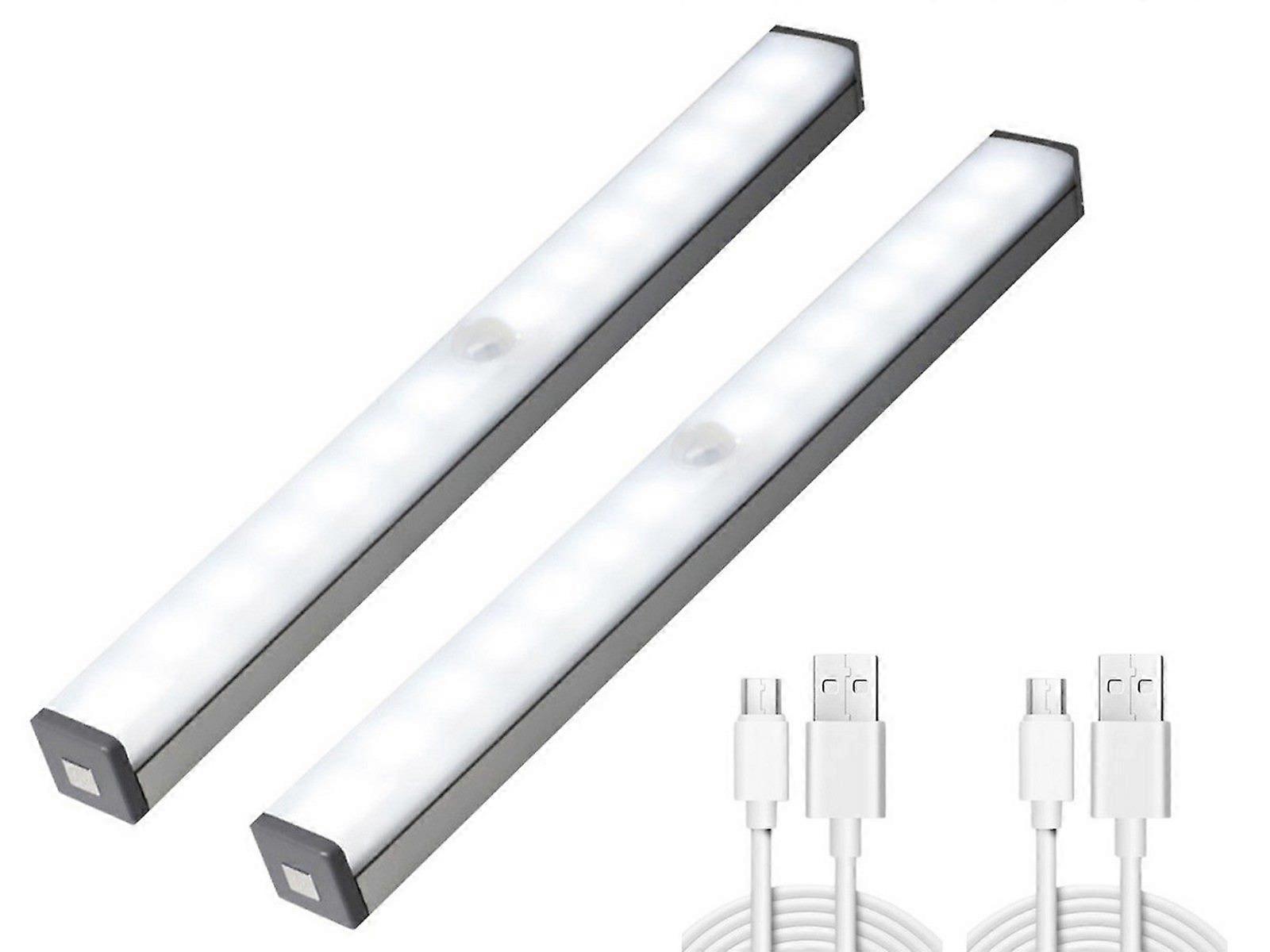 2Pcs 50cm Under Closet LED Motion Sensor Light Dimmable Cabinet Lamp White Light