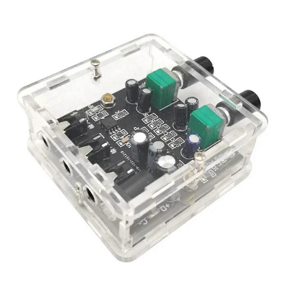 2Way 2CH 2 in 1 Out Stereo Audio Signal Mixer Mixing Board for One Way Reverb Output Headset Amplif