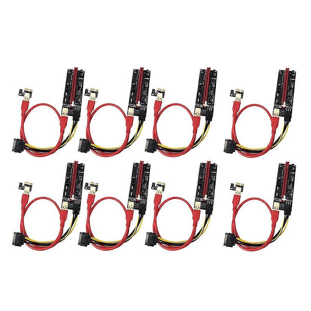 8 Pack PCIe Dual Chip 16X to 1X Powered Riser Adapter Card, 6 PIN & 3 Connector USB 3.0 Cable & 6 P