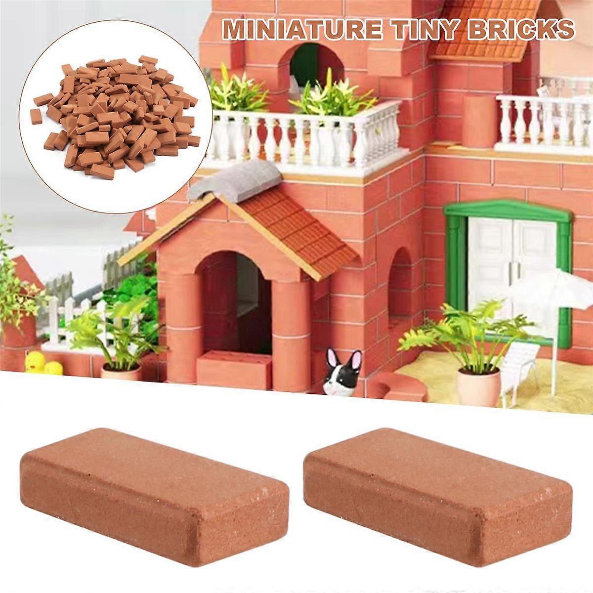 200 Pieces Mini Bricks Tiny Bricks For Landscaping Red Miniature Bricks Model Brick Wall Small Bricks For Crafts Realistic Fake Bricks Mini Blocks For Dollhouse Mini Garden Accessories,1/35 Scale