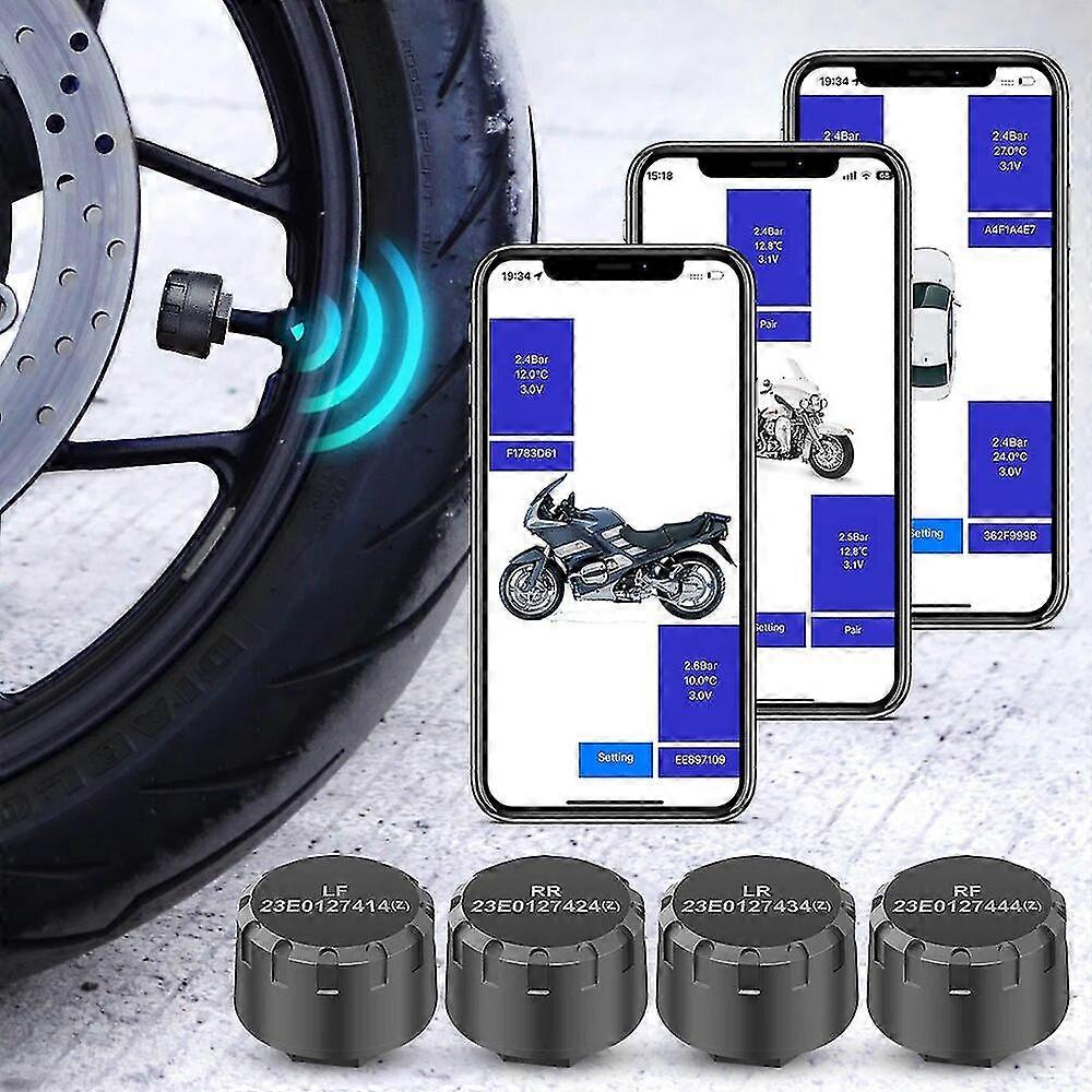 Motorcycle Tpms Tire Pressure Monitoring System Bluetooth-compatible Tire Pressure Sensors Wireless Android/ios Moto Car Tmps