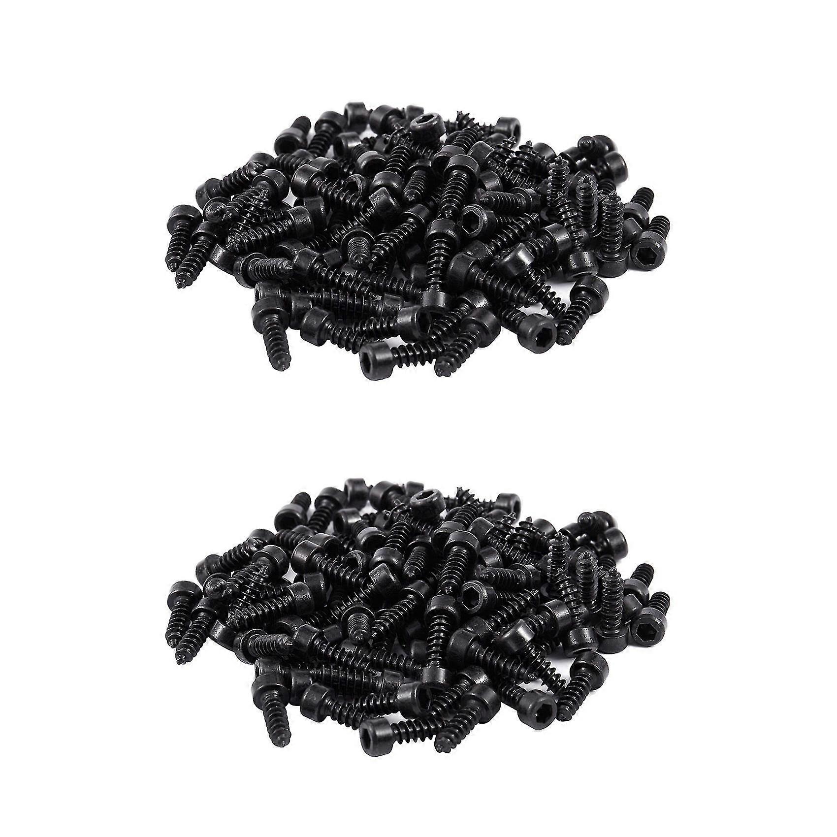 200 Pcs 3mm X 10mm Thread Hexagon Head Self Tapping Screws Black