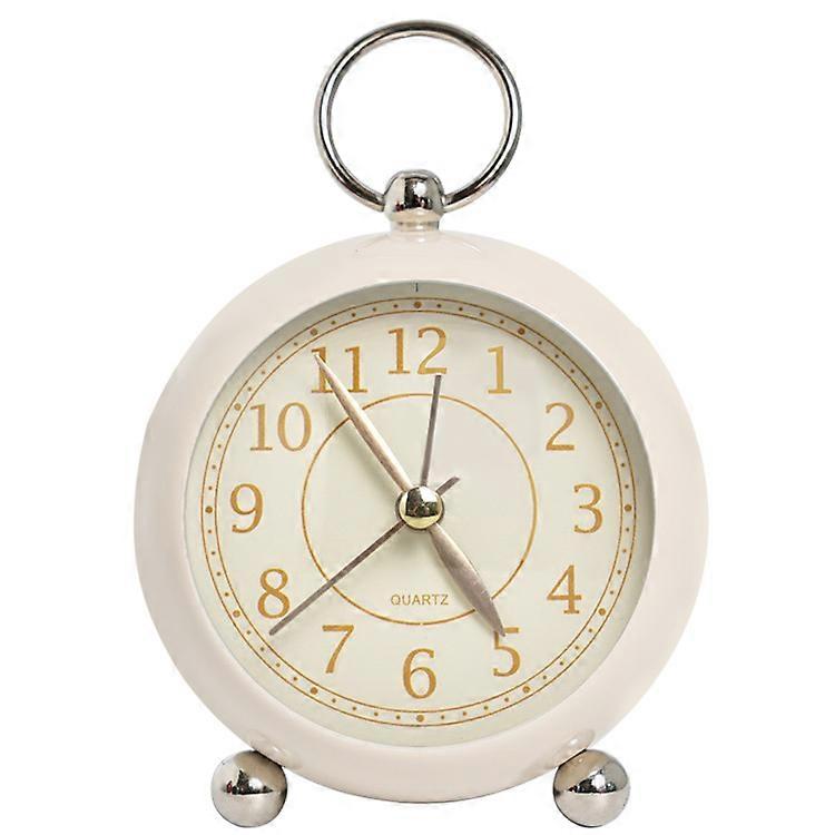 Silent Alarm Clock Non Ticking Bedside Clocks Battery Operated Table Clocks for Bedroom Simple Stylish Little Clock for Home Office,white