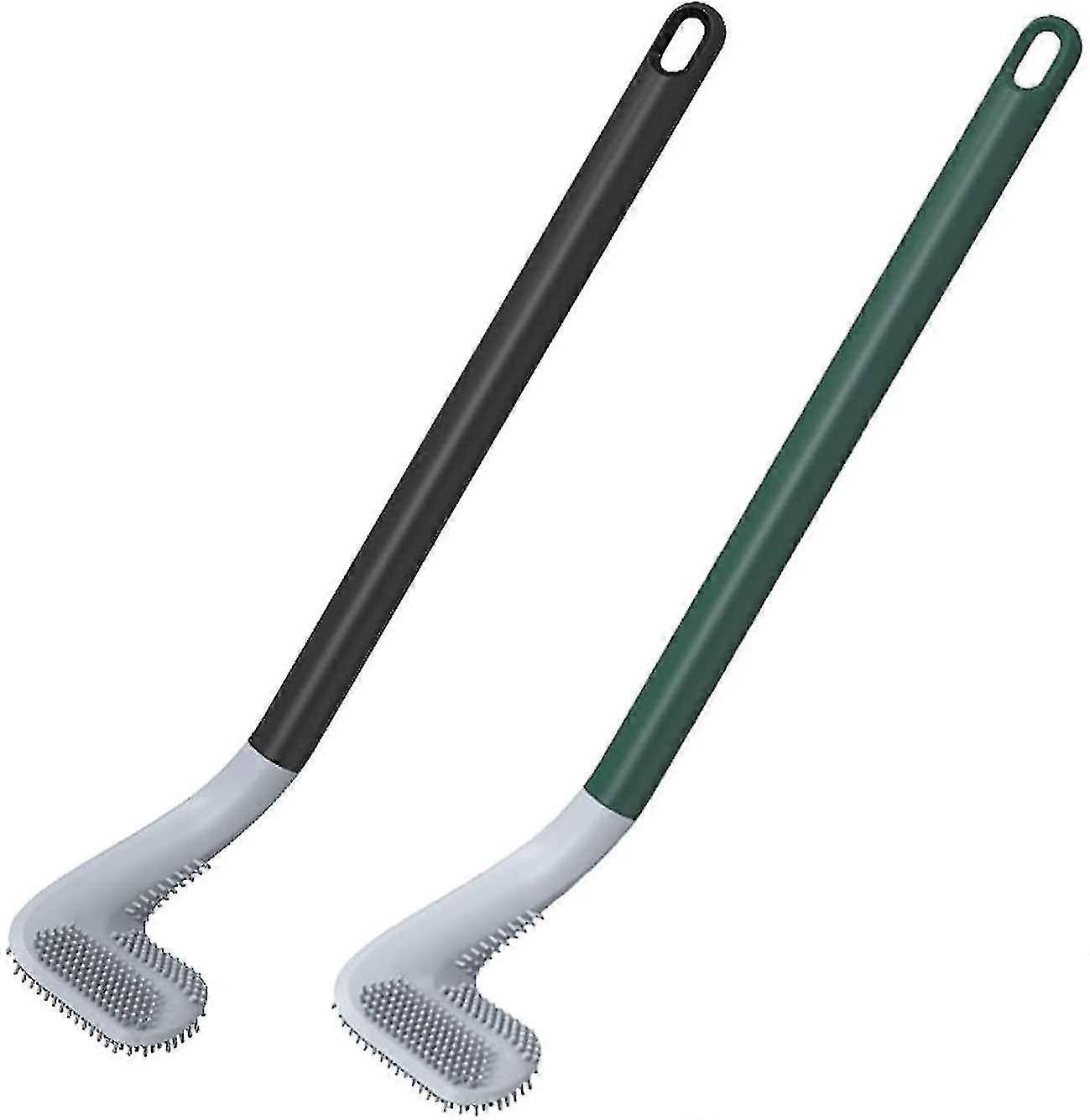 Set Of 2 Golf Toilet Brushes With Long Handle Silicone No Blind Spot