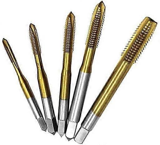 5pcs M3/M4/M5/M6/M8 Titanium Plated Straight Groove Taps Set