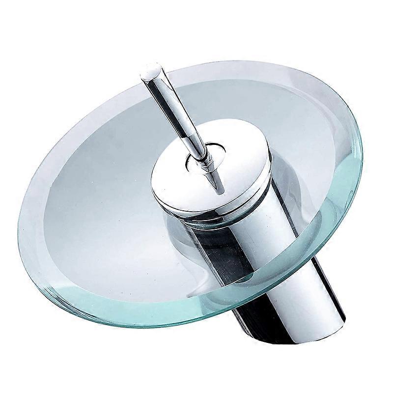 Waterfall Bathroom Sink Faucet 1 Handle Single Hole Glass Basin Tap Water Switch