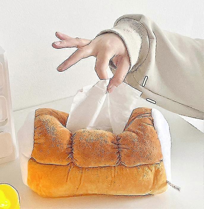 Cute Soft Toast Bread Stuffed Plush Tissue Box, Creative Plush Tissue Box Cover