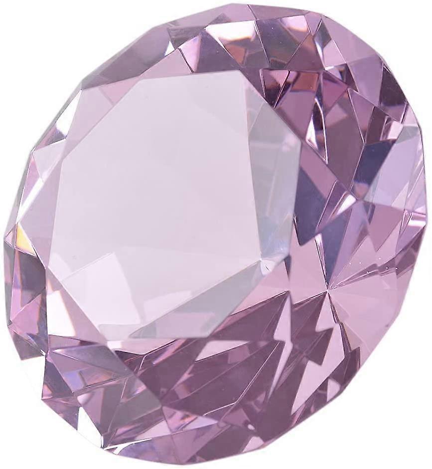 80 毫米（3.1 英寸）水晶钻石镇纸装饰品家庭场地装饰纯色粉色