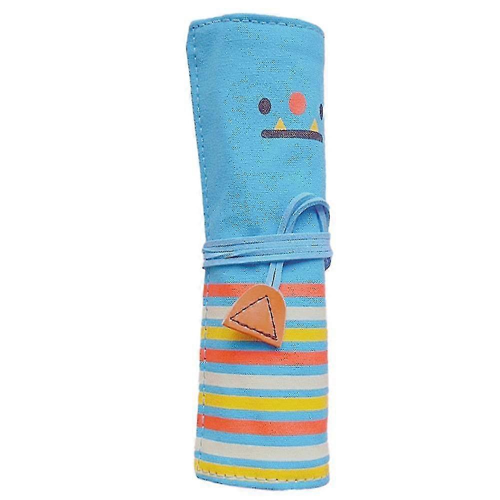 Stationery Pencil Roll Case Handmade Art College Supplies Roll Wrap Pouch Holder(blue)