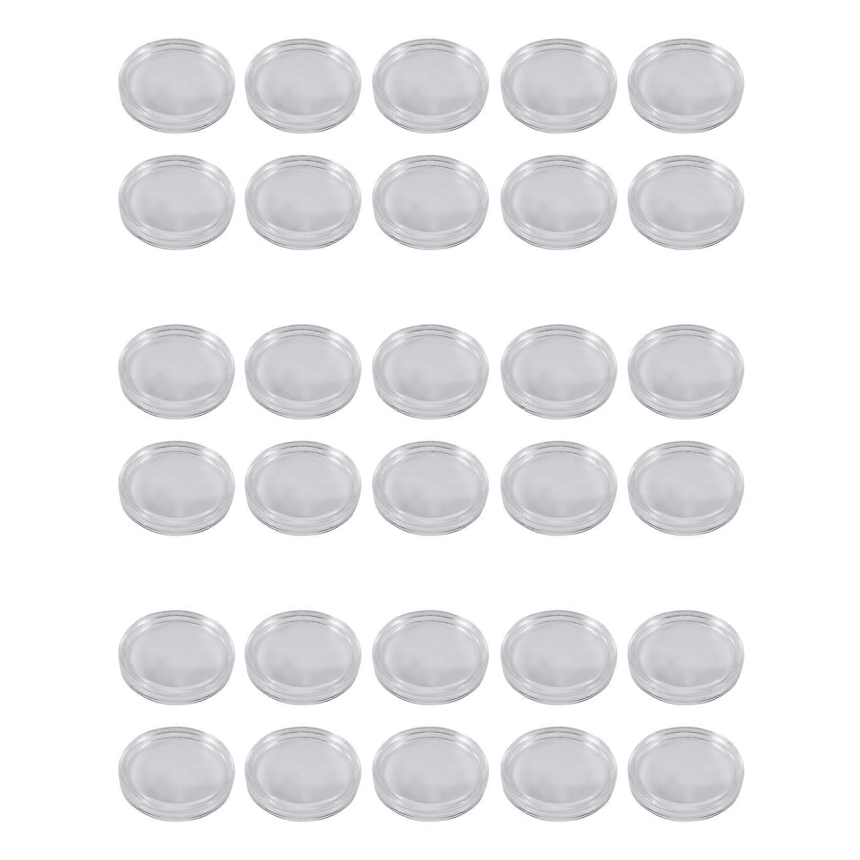 30 Pcs Small Round Transparent Plastic Coin Capsules Box 33mm