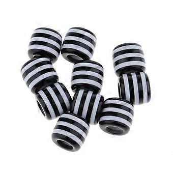 10 Pieces Striped Braiding Beads Hair Beard Beads for Hair Braiding Bracelet Necklace DIY